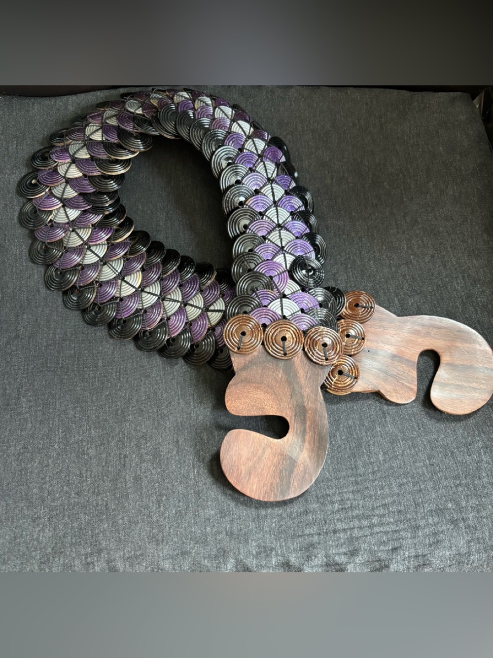 Vintage Boho Tribal Wide Disc Wood Buckle Stretch Belt